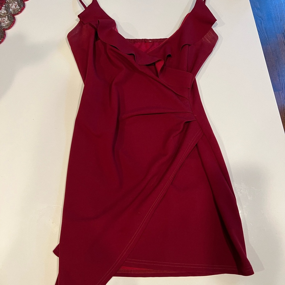 Elegant Burgundy Ruffle Dress